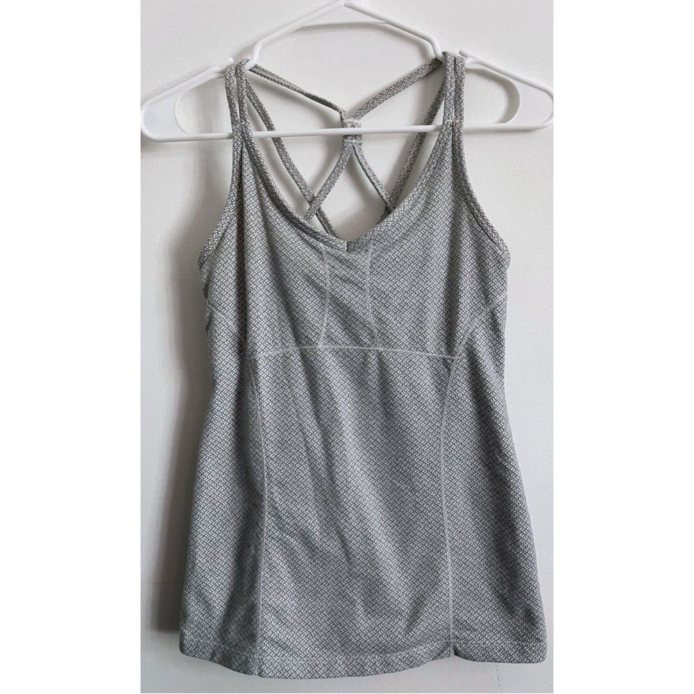 Athleta Gray Patterned Strappy Activewear Tank Top - image 1
